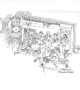 sketch of bell ringers